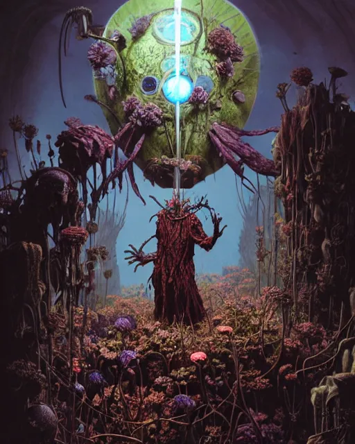 Prompt: the platonic ideal of flowers, rotting, insects and praying of cletus kasady carnage thanos davinci dementor wild hunt chtulu mandelbulb fritz the cat doctor manhattan bioshock, caustic, ego death, decay, dmt, psilocybin, concept art by randy vargas and greg rutkowski and zdzisław beksinski