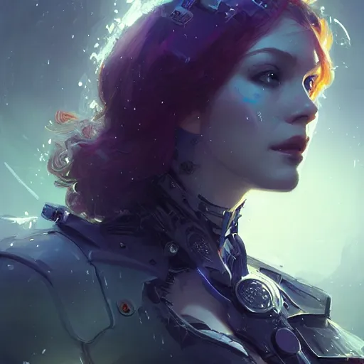 Image similar to christina hendricks in a cyberpunk, intricate, elegant, highly detailed, digital painting, artstation, concept art, smooth, sharp focus, illustration, art by artgerm and greg rutkowski