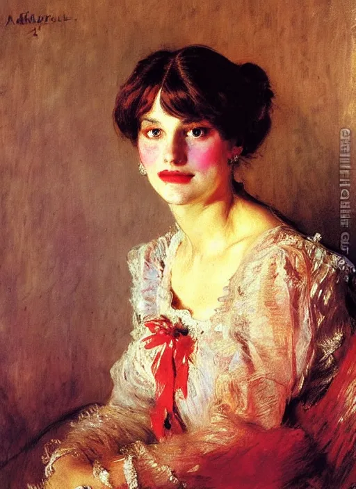 Image similar to a portrait of a pretty young lady by adolph menzel