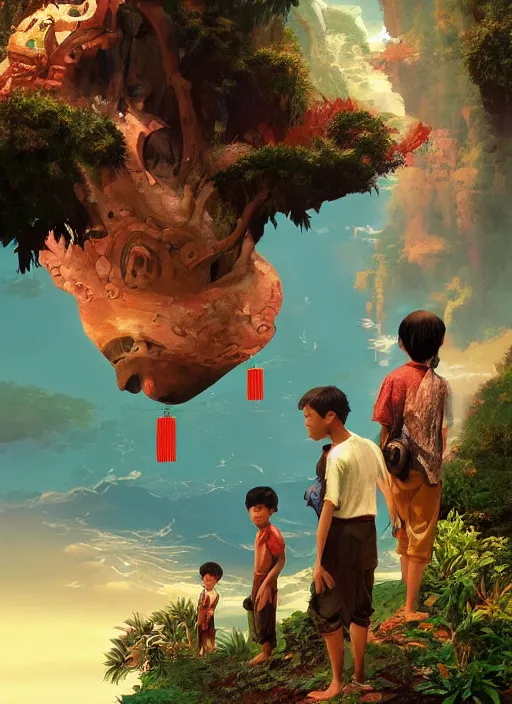 Prompt: poster for an animation film called the chinese child's journey in the philippine islands, 8 k, hd, art by craig mullins