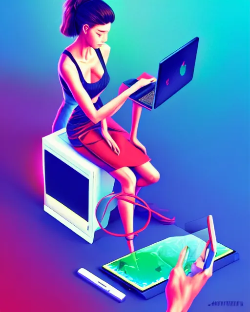 Image similar to richly detailed color illustration of a modern-problem-to-have-tech illustrated by Artgerm and Mina Petrovic and Timothy Kong and Marina Federovna. 3D shadowing