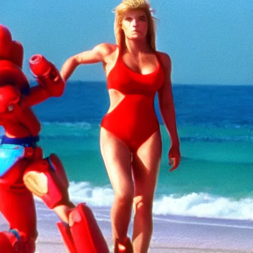 Image similar to A still of Samus Aran from Metroid in Baywatch (1989)