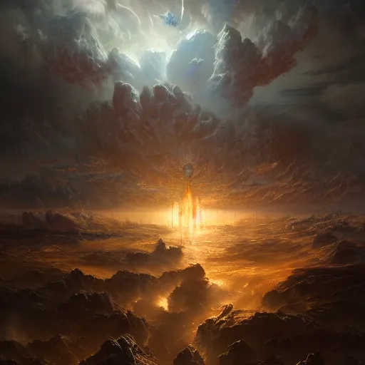 Prompt: cataclysmic war in heaven, by greg rutkowski, sung choi, photo realistic, 8 k, cinematic lighting, hd, atmospheric, hyperdetailed, trending on artstation, devainart, digital painting, glow effect