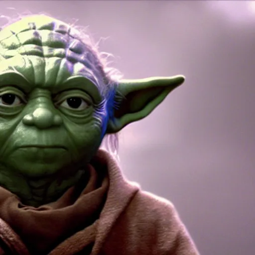Prompt: A film still of Yoda as a sith lord realistic,detailed