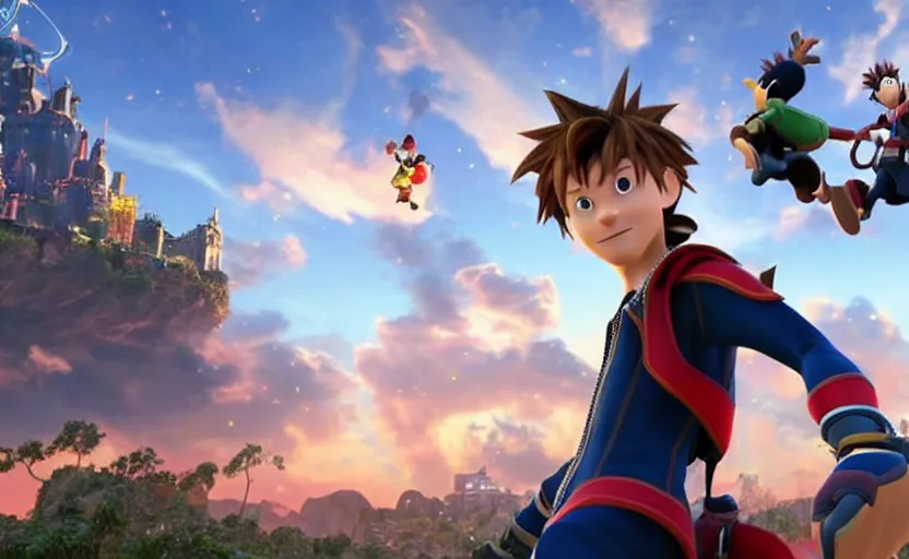 Prompt: Tom Holland as Sora in 'Kingdom Hearts: Fate of Light' (2017), movie still frame, oscar nominated cinematography, volumetric lighting, 8k resolution