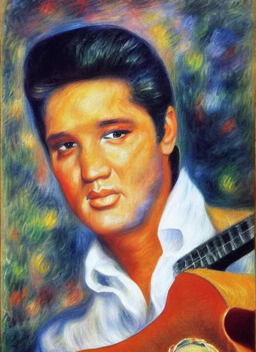 Image similar to oil painting of elvis presley by renoir