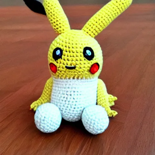 Prompt: a crochet Pikachu