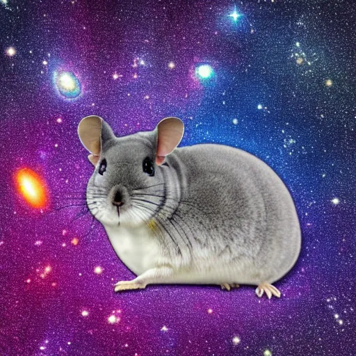 Image similar to chinchilla floating in galaxy