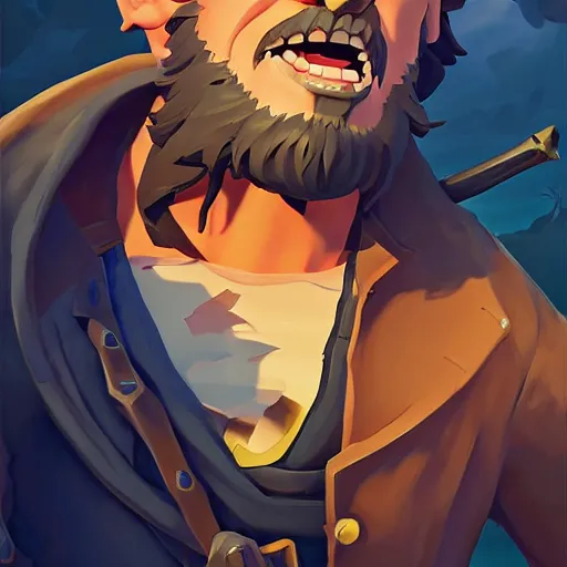 Image similar to painting jack the pirate on sea of thieves game avatar hero smooth face median photoshop filter cutout vector behance hd by jesper ejsing, by rhads, makoto shinkai and lois van baarle, ilya kuvshinov, rossdraws, illustration, art by ilya kuvshinov and gustav klimt