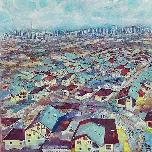 Image similar to “A detailed painting of Russian suburbs by Hayao Miazaki”