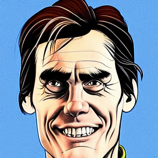 Image similar to “ jim carrey retro minimalist portrait by jean giraud, moebius starwatcher comic, sharp, smooth face, 8 k ”