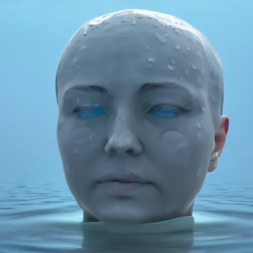 Image similar to a water manipulation sculpture in the shape of a human head, on the ocean water, cinematic, in the style of johnson tsang, long shot, hyper detailed, hyper realistic, ray tracing, 8 k resolution, sharp focus, realistic water, artstation