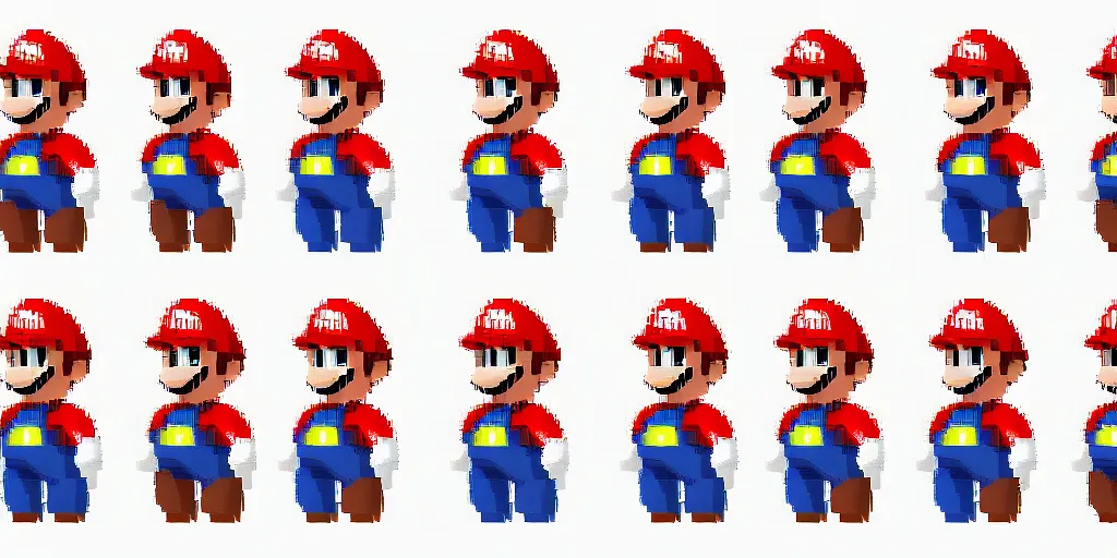 Image similar to sprite sheet of a female version of mario