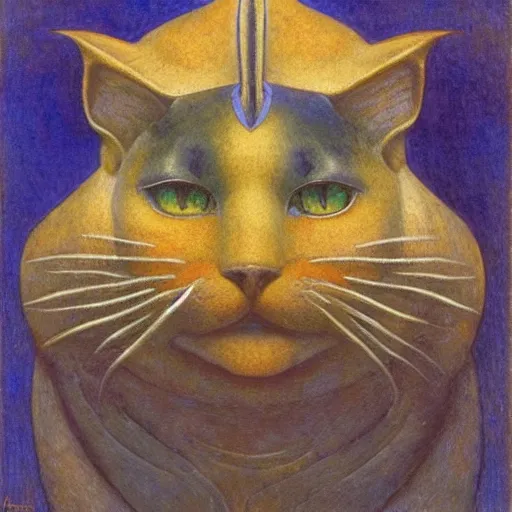 Image similar to cloisonne cat head sculpture, by annie swynnerton and diego rivera and nicholas roerich and jean delville, symbolist, dramatic lighting, god rays, art brut, rich colors, smooth, sharp focus, extremely detailed, adolf wolfli and ( donato giancola and bilibin )