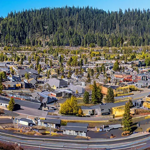 Prompt: a panorama of a town in Oregon