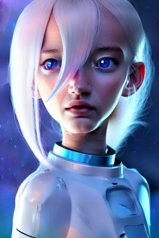 Prompt: perfect android girl family, explorer suit, artgem, scifi, futuristic design, bae suzy, long white hair!!!, blue eyes,, full body character design, cinematic lighting, highly detailed, artstation, divine, by huifeng huang, beeple, goro fujita, smooth gradient.