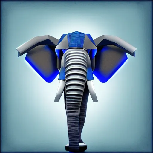 Image similar to futuristic cybertronic elephant, mechanical, blue tusks