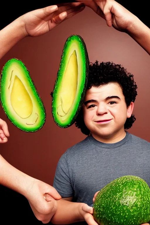 Image similar to 📷 gaten matarazzo the avocado 🥑, made of food, head portrait, dynamic lighting, 4 k