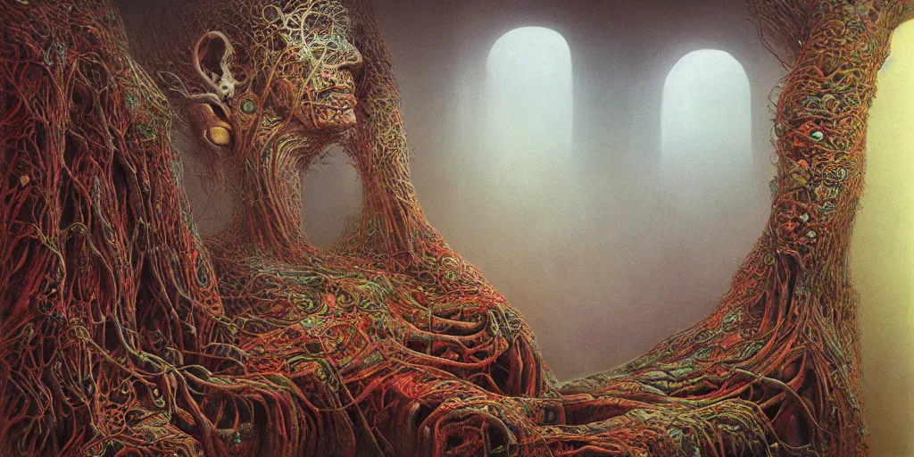 Prompt: dreamscape, zdzislaw beksinski, vivid colors, anatomical, highly detailed sculpture, intricate detailed, ommatidia, 8 k, cinematic atmosphere, post - processing