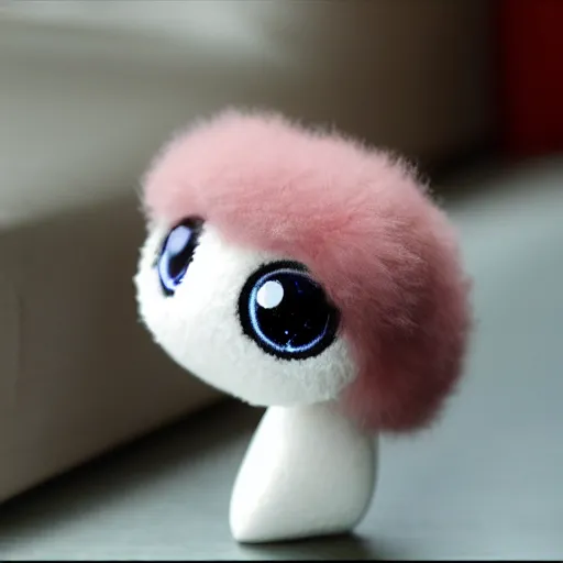 Image similar to a fluff made of marshmallow, super cute with big manga eyes