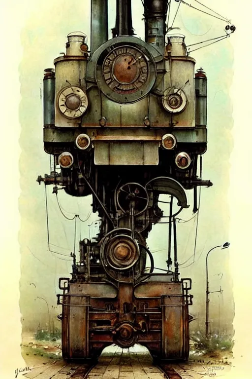 Image similar to (((((1950s huge steam engine. muted colors.))))) by Jean-Baptiste Monge !!!!!!!!!!!!!!!!!!!!!!!!!!!