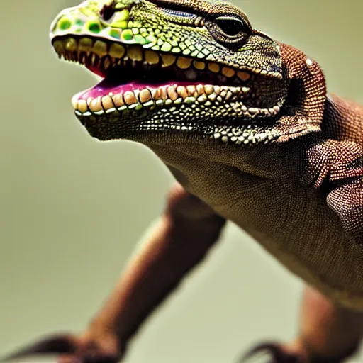 Prompt: the head of a lizard photoshopped onto a gorrilla's body
