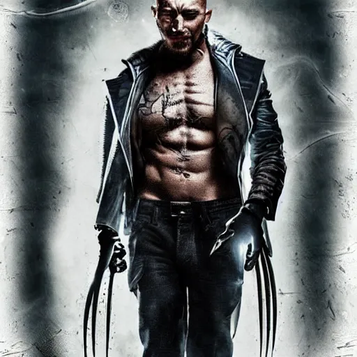 Prompt: Tom Hardy in wolverine suit Digital art 4K quality Photorealism