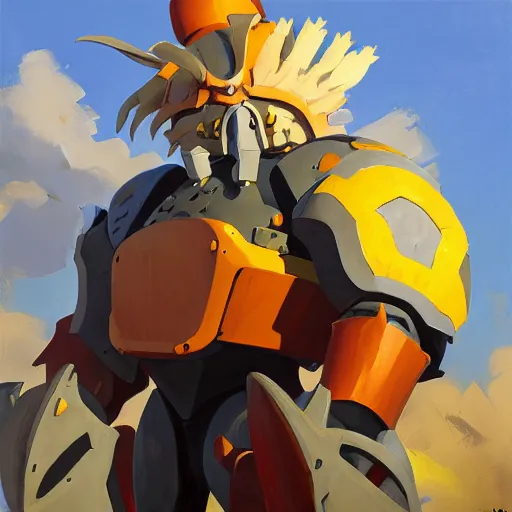 Image similar to greg manchess portrait painting of armored howl from howl's moving castle as overwatch character, medium shot, asymmetrical, profile picture, organic painting, sunny day, matte painting, bold shapes, hard edges, street art, trending on artstation, by huang guangjian, gil elvgren, ruan jia, randy vargas, greg rutkowski