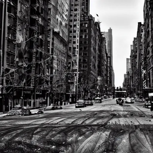 Image similar to post apocalyptic New York City