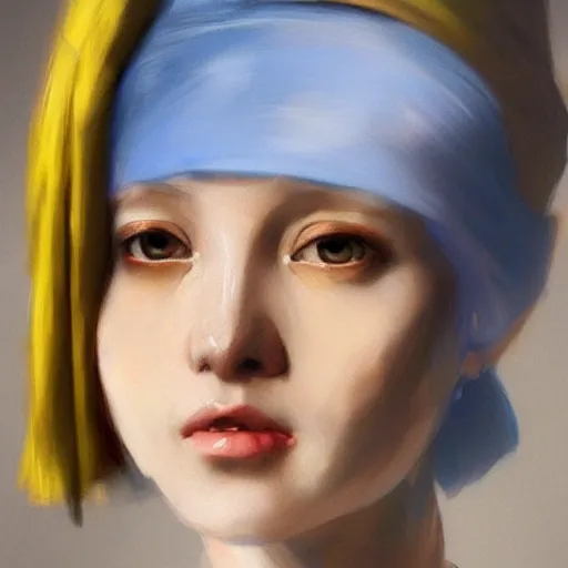 Image similar to The girl with the pearl earring as an anime, digital art by Ruan Jia and Mandy Jurgens and Artgerm, highly detailed, trending on artstation, award winning,