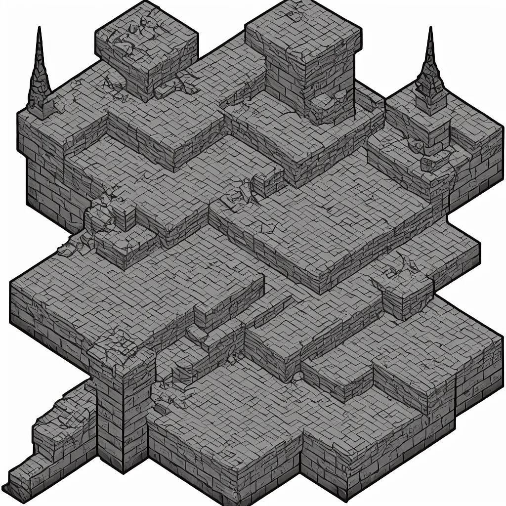 Prompt: wizard's tower, isometric lineart, individual tile png
