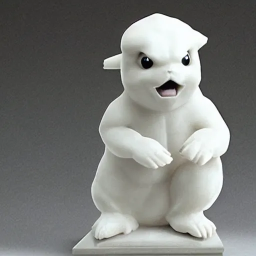 Image similar to a white crystal marble sculpture of pikachu by guillaume geefs