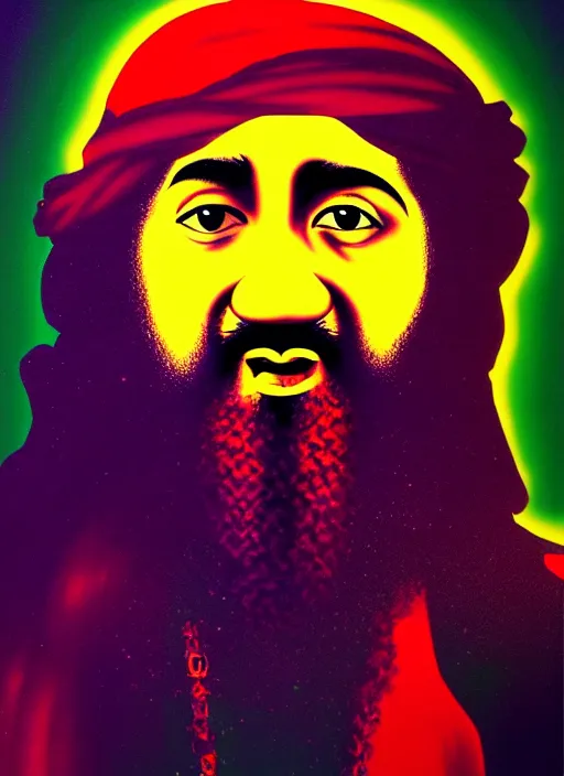 Image similar to bin laden ☦. pop art, no duplicate image, glowing lights, highly detailed, digital painting, artstation, concept art, smooth, sharp focus, illustration, art by richard hamilton and mimmo rottela