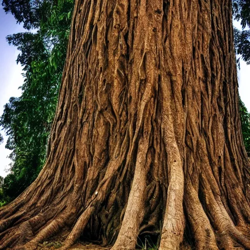 Image similar to an old tree standing taller then all others, living tree with human details.