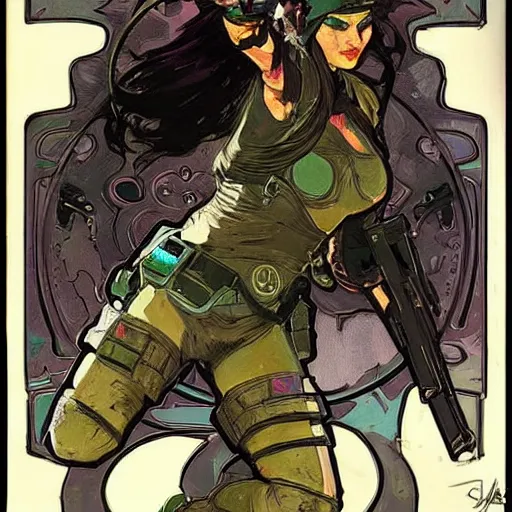 Image similar to Caveira. rb6s, MGS, and splinter cell Concept art by James Gurney, Alphonso Mucha. Vivid color scheme.
