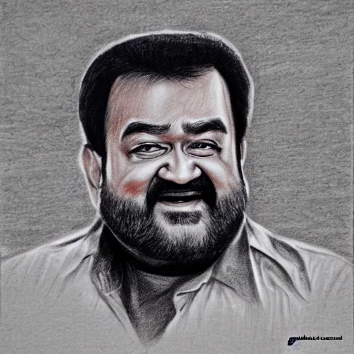 Image similar to graphite sketch of mohanlal