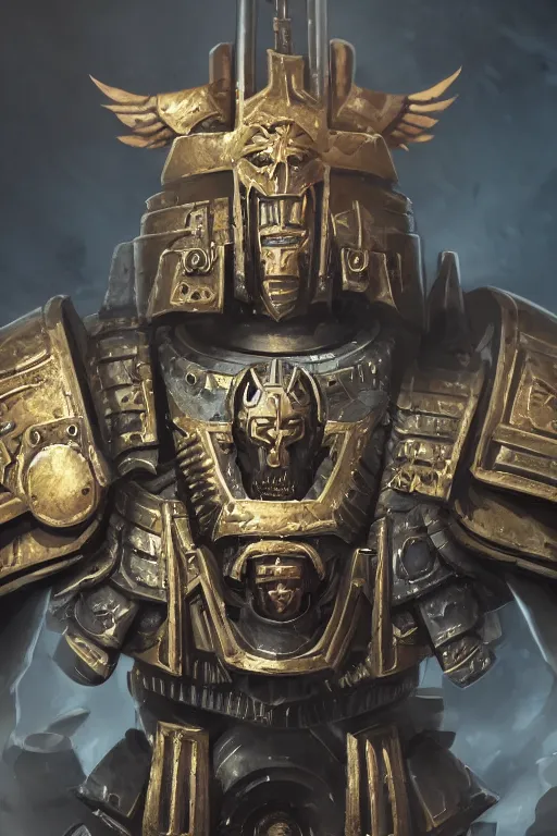 Image similar to armor portrait heros warhammer 4 0 k horus heresy fanart - the primarchs emperor by johannes helgeson animated with vfx concept artist & illustrator global illumination ray tracing hdr fanart arstation zbrush central hardmesh 8 k octane renderer comics stylized