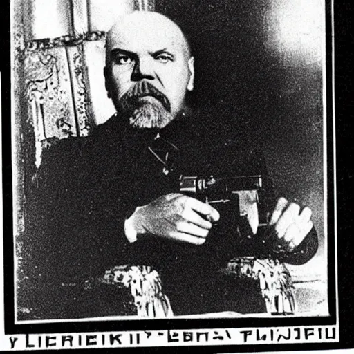 Image similar to old photo of lenin gets laser red beam eyes to destroy evil plans of burokratia