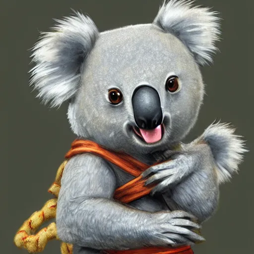 Image similar to a cute koala dressed in a shinobi outfit, digital art by łukasz piskorz and patrick mcenvoy and michael komarck, intricate, highly detailed, artstation, concept art, smooth, sharp focus photo centered