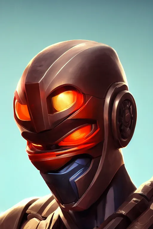 Image similar to epic mask helmet robot ninja portrait stylized as fornite style game design fanart by concept artist gervasio canda, behance hd by jesper ejsing, by rhads, makoto shinkai and lois van baarle, ilya kuvshinov, rossdraws global illumination radiating a glowing aura global illumination ray tracing hdr render in unreal engine 5