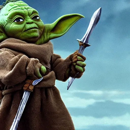 Prompt: conan the barbarian as yoda in the clone wars