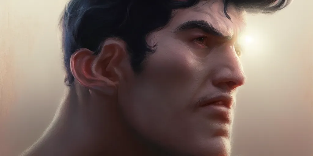 Prompt: facial portrait of superman using his laser eyes, extremely detailed digital painting, in the style of fenghua zhong and ruan jia and jeremy lipking and peter mohrbacher, mystical colors, rim light, beautiful lighting, 8 k, stunning scene, raytracing, octane, trending on artstation