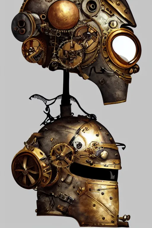 Image similar to steampunk helmet fantasy art mask robot ninja stylized digital illustration sharp focus, elegant intricate digital painting artstation concept art global illumination ray tracing advanced technology chaykin howard and campionpascale and cooke darwyn and davis jack