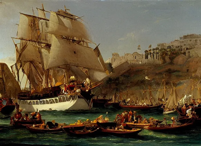 Image similar to a painting of la barca de aqueronte by felix resurreccion hidalgo