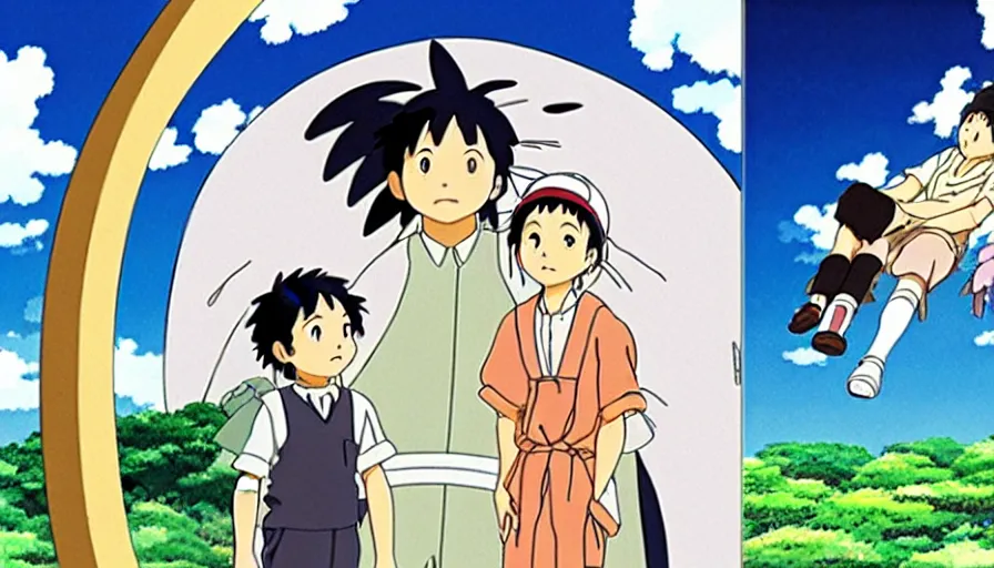 Image similar to the two complementary forces that make up all aspects and phenomena of life, by Studio Ghibli