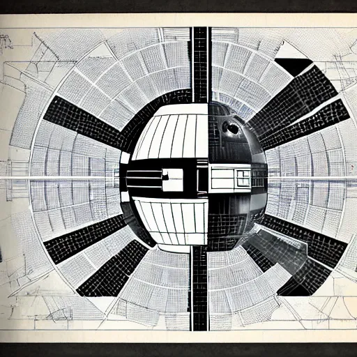 Image similar to A blueprint of the Death Star, constructivism