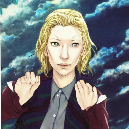 Image similar to An anime portrait of cate blanchett ,by Katsuhiro Otomo