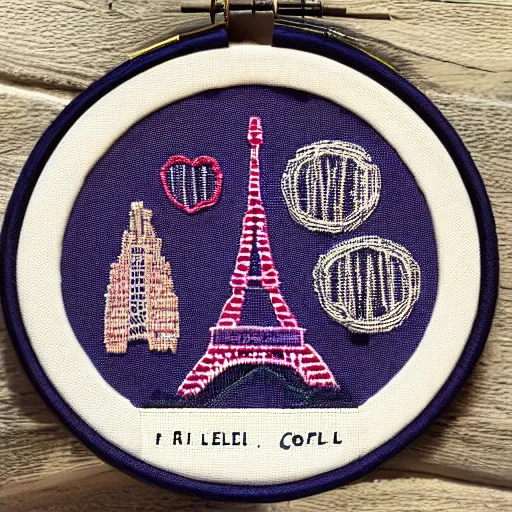 Image similar to eiffel tower embroidery,