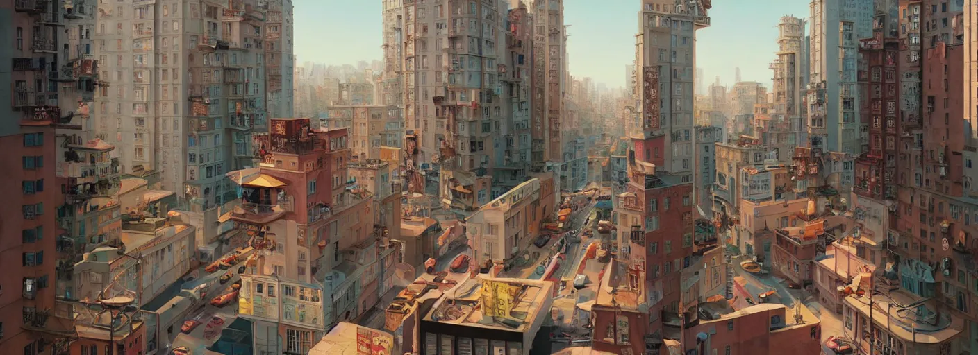 Prompt: a beautiful scenic painting by artgerm and spike jonze and wes anderson and wlop