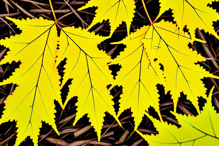 Image similar to spining vortex of yellow oak leaves, side view